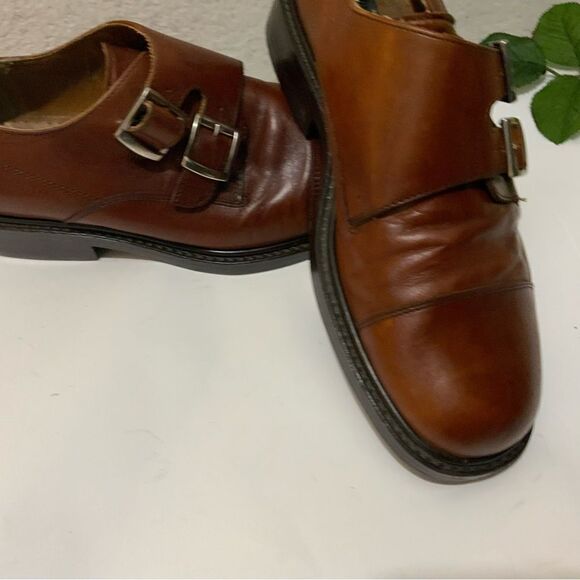 Hippopotamus Oxford Shoes Sz 9 double buckle  Brown Leather Lace Made Italy main image 9